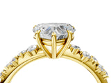 Yellow gold Heart Cut Diamond Cluster Side Stone Solitaire Ring with Prong Setting_77