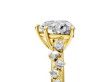 Yellow gold Heart Cut Diamond Cluster Side Stone Solitaire Ring with Prong Setting_78