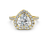 Yellow gold Heart Cut Diamond Cushion Halo Ring with Pavé Band_15