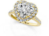 Yellow gold Heart Cut Diamond Cushion Halo Ring with Pavé Band_16