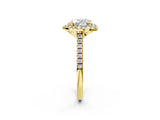 Yellow gold Heart Cut Diamond Cushion Halo Ring with Pavé Band_17