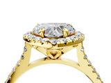 Yellow gold Heart Cut Diamond Cushion Halo Ring with Pavé Band_19