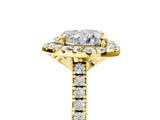 Yellow gold Heart Cut Diamond Cushion Halo Ring with Pavé Band_20