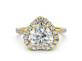Yellow gold Heart Cut Diamond Cushion Halo Ring with Pavé Band_3