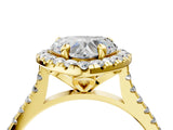 Yellow gold Heart Cut Diamond Cushion Halo Ring with Pavé Band_7