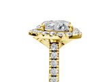 Yellow gold Heart Cut Diamond Cushion Halo Ring with Pavé Band_8