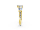 Yellow gold Heart Cut Diamond Engagement Ring with Baguette Side Stones and Channel Set Band_23