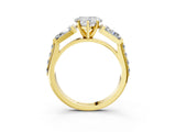 Yellow gold Heart Cut Diamond Engagement Ring with Baguette Side Stones and Channel Set Band_24