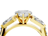 Yellow gold Heart Cut Diamond Engagement Ring with Baguette Side Stones and Channel Set Band_25