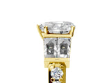 Yellow gold Heart Cut Diamond Engagement Ring with Baguette Side Stones and Channel Set Band_26