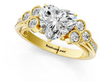 Yellow gold Heart Cut Diamond Engagement Ring with Bezel Set Round Side Stones and Prong Setting_63