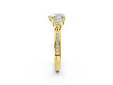 Yellow gold Heart Cut Diamond Engagement Ring with Bezel Set Round Side Stones and Prong Setting_64