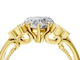 Yellow gold Heart Cut Diamond Engagement Ring with Bezel Set Round Side Stones and Prong Setting_66