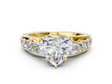 Yellow gold Heart Cut Diamond Engagement Ring with Pavé Band and Four-Prong Setting_15