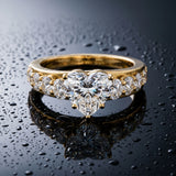 Yellow gold Heart Cut Diamond Engagement Ring with Pavé Band and Four-Prong Setting_15