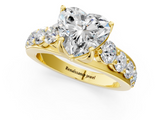 Yellow gold Heart Cut Diamond Engagement Ring with Pavé Band and Four-Prong Setting_16