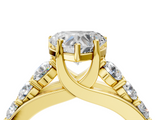 Yellow gold Heart Cut Diamond Engagement Ring with Pavé Band and Four-Prong Setting_19