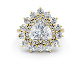 Yellow gold Heart Cut Diamond Floral Double Halo Engagement Ring with Prong Setting_41