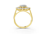 Yellow gold Heart Cut Diamond Floral Double Halo Engagement Ring with Prong Setting_44