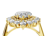 Yellow gold Heart Cut Diamond Floral Double Halo Engagement Ring with Prong Setting_45