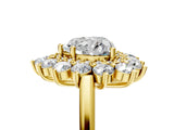 Yellow gold Heart Cut Diamond Floral Double Halo Engagement Ring with Prong Setting_46