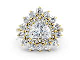 Yellow gold Heart Cut Diamond Floral Double Halo Engagement Ring with Prong Setting_77
