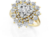 Yellow gold Heart Cut Diamond Floral Double Halo Engagement Ring with Prong Setting_78