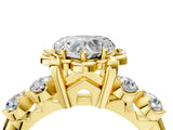 Yellow gold Heart Cut Diamond Floral Halo Engagement Ring with Shared Prong Setting 4