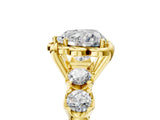 Yellow gold Heart Cut Diamond Floral Halo Engagement Ring with Shared Prong Setting 5