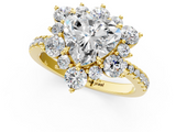 Yellow gold Heart Cut Diamond Floral Halo Pave Band with Prong Setting_38
