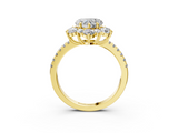 Yellow gold Heart Cut Diamond Floral Halo Pave Band with Prong Setting_40