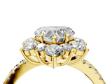 Yellow gold Heart Cut Diamond Floral Halo Pave Band with Prong Setting_41