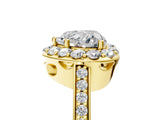Yellow gold Heart Cut Diamond Floral Halo Ring with Pavé Band and Prong Setting_8
