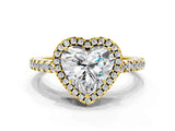 Yellow gold Heart Cut Diamond Halo Engagement Ring with Pavé Band and Prong Setting_27