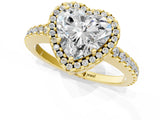 Yellow gold Heart Cut Diamond Halo Engagement Ring with Pavé Band and Prong Setting_28