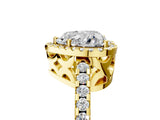 Yellow gold Heart Cut Diamond Halo Engagement Ring with Pavé Band and Prong Setting_32