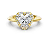 Yellow gold Heart Cut Diamond Halo Engagement Ring with Split Shank and Four-Prong Setting_94