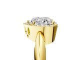 Yellow gold Heart Cut Diamond Halo Engagement Ring with Split Shank and Four-Prong Setting_99