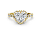 Yellow gold Heart Cut Diamond Halo Pave Band with Four-Prong Setting_4