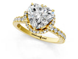 Yellow gold Heart Cut Diamond Halo Pave Band with Four-Prong Setting_5