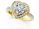 Yellow gold Heart Cut Diamond Halo Ring with Bezel Frame and Pavé Band_4