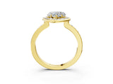 Yellow gold Heart Cut Diamond Halo Ring with Bezel Frame and Pavé Band_6