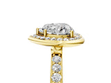 Yellow gold Heart Cut Diamond Halo Ring with Bezel Frame and Pavé Band_8