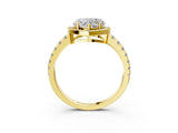 Yellow gold Heart Cut Diamond Halo Ring with Pavé Band and Four-Prong Setting_10