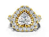 Yellow gold Heart Cut Diamond Halo Ring with Pavé Band and Four-Prong Setting_58