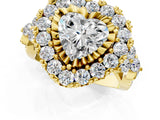 Yellow gold Heart Cut Diamond Halo Ring with Pavé Band and Four-Prong Setting_59