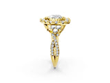 Yellow gold Heart Cut Diamond Halo Ring with Pavé Band and Four-Prong Setting_60