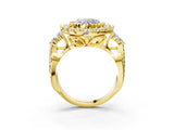 Yellow gold Heart Cut Diamond Halo Ring with Pavé Band and Four-Prong Setting_61