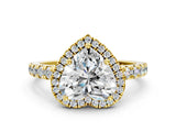 Yellow gold Heart Cut Diamond Halo Ring with Pavé Band and Four-Prong Setting_7