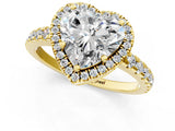 Yellow gold Heart Cut Diamond Halo Ring with Pavé Band and Four-Prong Setting_8